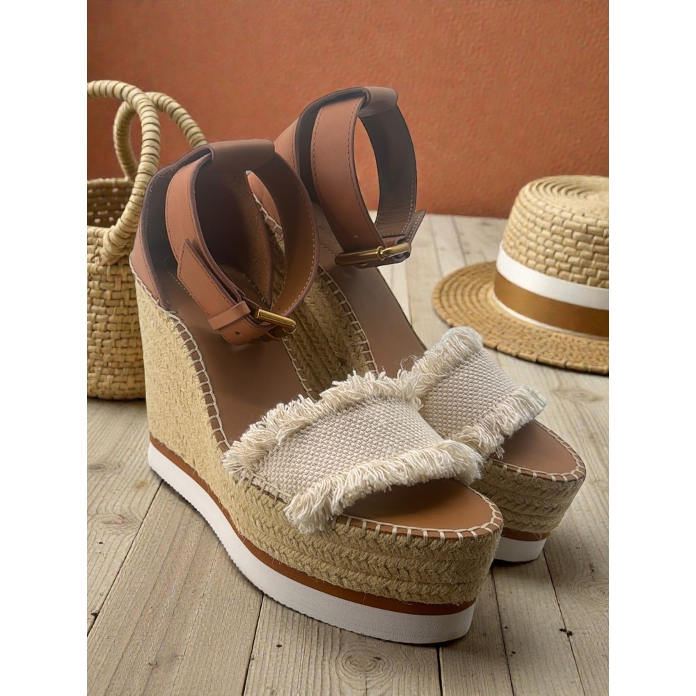 See by Chloe Glyn Fringe Platform Wedge Sandals 38